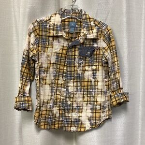 GAP Yellow and Blue Plaid Kids Button Down Shirt